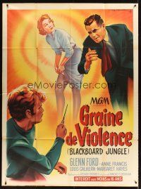 3x652 BLACKBOARD JUNGLE French 1p '55 Richard Brooks classic, great different art by Roger Soubie!