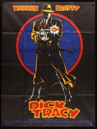 3x704 DICK TRACY French 1p '90 cool art of Warren Beatty as Chester Gould's classic detective!