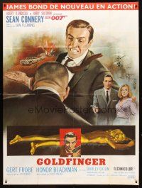 3x751 GOLDFINGER French 1p R70s cool art of Sean Connery as James Bond 007 by Jean Mascii!