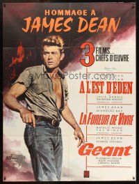 3x772 HOMMAGE A JAMES DEAN French 1p '60s great artwork of the movie legend by Jean Mascii!