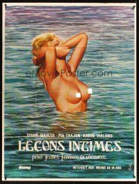 3x775 HOT & SEXY French 1p '73 fantastic artwork of sexy naked Pia Trajun in water!