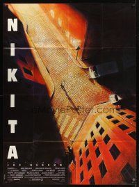 3x797 LA FEMME NIKITA French 1p '90 Luc Besson, cool overhead art of Anne Parillaud in alley!