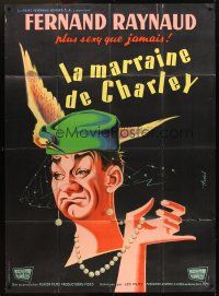 3x799 LA MARRAINE DE CHARLEY style A French 1p '59 wacky art of Fernand Raynaud by Clement Hurel!