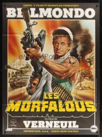 3x813 LES MORFALOUS advance French 1p '84 cool Casaro artwork of Jean-Paul Belmondo with huge gun!