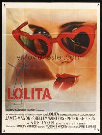 3x821 LOLITA French 1p R89 Stanley Kubrick, sexy Sue Lyon with heart sunglasses & lollipop!