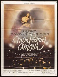 3x842 MON PREMIER AMOUR French 1p '78 romantic close up of pretty Anouk Aimee & Richard Berry!