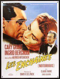 3x860 NOTORIOUS French 1p R2008 Roger Soubie art of Cary Grant & Ingrid Bergman, Hitchcock classic!