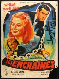 3x861 NOTORIOUS French 1p R54 different Belinsky art of Cary Grant & Ingrid Bergman, Hitchcock!
