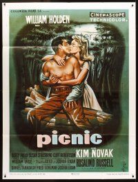 3x882 PICNIC French 1p R80s different art of William Holden & Kim Novak kissing by Jean Mascii!