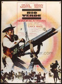 3x929 SOMETHING BIG French 1p '71 cool image of Dean Martin w/giant gatling gun, Brian Keith