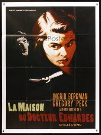 3x932 SPELLBOUND French 1p R00s Hitchcock, different art of Ingrid Bergman & Gregory Peck!
