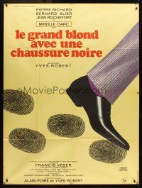 3x945 TALL BLOND MAN WITH ONE BLACK SHOE French 1p '72 wacky artwork by Herve Morvan!