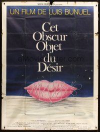 3x948 THAT OBSCURE OBJECT OF DESIRE French 1p '77 Luis Bunuel, cool sexy lips artwork by Ferracci!