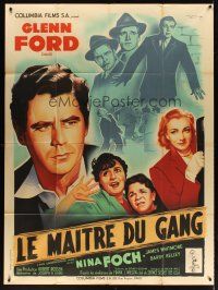 3x972 UNDERCOVER MAN French 1p '49 different art of Glenn Ford & Nina Foch by Jacques Bonneaud!