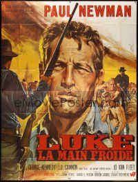 3x560 COOL HAND LUKE French 4p '67 great different close up art of Paul Newman by Jean Mascii!