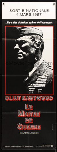 3x585 HEARTBREAK RIDGE French door panel '86 Clint Eastwood all decked out in uniform & medals!