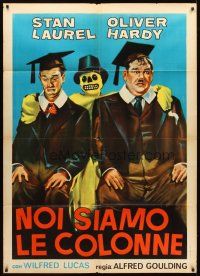 3x411 CHUMP AT OXFORD Italian 1p R60s different art of Laurel & Hardy in caps and gown with ghost!