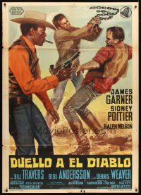 3x425 DUEL AT DIABLO Italian 1p '66 different art of cowboy Sidney Poitier & James Garner!