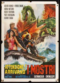3x446 GAMERA VS. BARUGON Italian 1p '69 rubbery monsters fight to the death & destroy Japan!