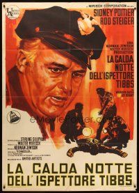 3x468 IN THE HEAT OF THE NIGHT Italian 1p '67 different super close up art of cop Rod Steiger!