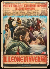 3x486 LION IN WINTER Italian 1p '69 Katharine Hepburn, Peter O'Toole as Henry II, different art!