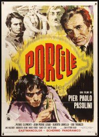 3x505 PIGPEN Italian 1p '69 Pier Paolo Pasolini's Porcile, cannibalism, different Cesselon art!