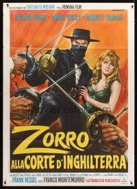 3x555 ZORRO IN THE COURT OF ENGLAND Italian 1p '69 Stefano art of the masked hero protecting girl!