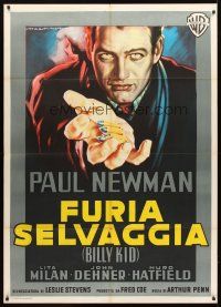 3x482 LEFT HANDED GUN Italian 1p '58 art of Paul Newman as Billy the Kid by Martinati!