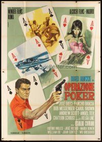 3x379 OPERAZIONE POKER Italian 2p '66 cool art of scenes on ace playing cards by Renato Casaro!
