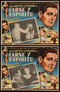 3x237 BODY & SOUL 2 Mexican LCs R50s John Garfield boxing in ring & close up with Hazel Brooks!
