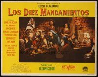 3x336 TEN COMMANDMENTS Mexican LC R60s people at table listen to Charlton Heston as Moses!