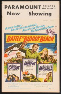 3x010 BATTLE AT BLOODY BEACH WC '61 Audie Murphy blazing and blasting the Pacific wide open!