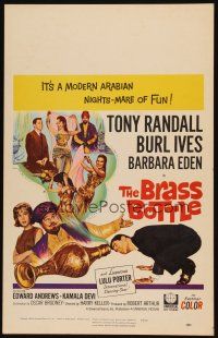 3x016 BRASS BOTTLE WC '64 great art of Tony Randall & Barbara Eden with genie Burl Ives!