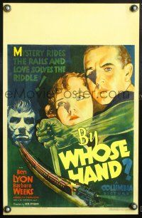 3x020 BY WHOSE HAND WC '32 art of Ben Lyon & Barbara Weeks, who search for a killer on a train!