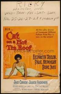 3x023 CAT ON A HOT TIN ROOF WC '58 classic artwork of Elizabeth Taylor as Maggie the Cat!