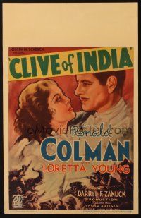 3x028 CLIVE OF INDIA WC '35 romantic close up artwork of Ronald Colman & Loretta Young!