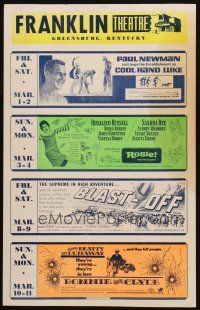 3x050 FRANKLIN THEATRE MAR 1 - MAR 11 local theater WC '67 Cool Hand Luke, Bonne & Clyde, Blast-Off