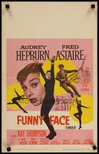 3x052 FUNNY FACE WC '57 art of Audrey Hepburn close up & full-length + Fred Astaire!