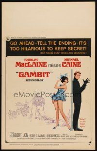 3x053 GAMBIT WC '67 art of sexy Shirley MacLaine & Michael Caine preparing for crime!