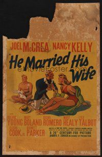 3x061 HE MARRIED HIS WIFE WC '39 great art of Joel McCrea trying to keep ex-wife from new suitor!