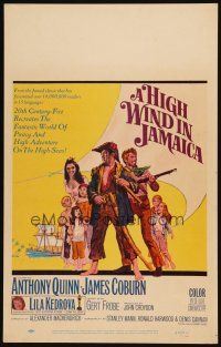 3x063 HIGH WIND IN JAMAICA WC '65 cool art of pirates Anthony Quinn & James Coburn!