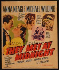 3x104 PICCADILLY INCIDENT WC '49 art of Anna Neagle & Michael Wilding, They Met at Midnight!