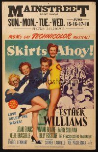 3x124 SKIRTS AHOY WC '52 great full-length art of sexy sailor Esther Williams in uniform!