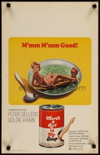 3x139 THERE'S A GIRL IN MY SOUP WC '71 Peter Sellers & Goldie Hawn, great Campbells soup can art!
