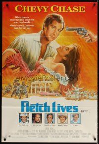 3y376 FLETCH LIVES Aust 1sh '89 Chevy Chase, Julianne Phillips, Gone With the Wind parody art!