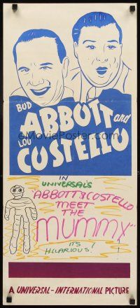 3y421 ABBOTT & COSTELLO STOCK stock Aust daybill '50s art of Bud & Lou, Meet The Mummy!