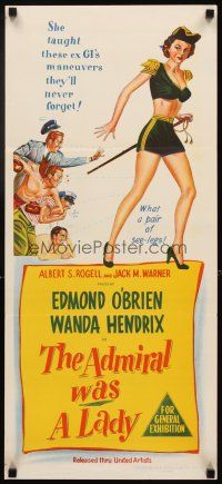 3y424 ADMIRAL WAS A LADY Aust daybill '50 Edmond O'Brien, boxer & cabbie lust after Wanda Hendrix!