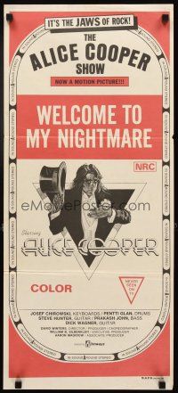 3y433 ALICE COOPER: WELCOME TO MY NIGHTMARE Aust daybill '75 it's the JAWS of rock, Alice Cooper!