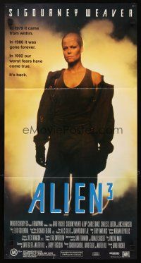 3y438 ALIEN 3 Aust daybill '92 Sigourney Weaver, our worst fears have come true!