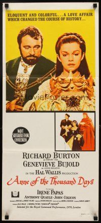 3y450 ANNE OF THE THOUSAND DAYS Aust daybill '70 c/u of King Richard Burton & Genevieve Bujold!